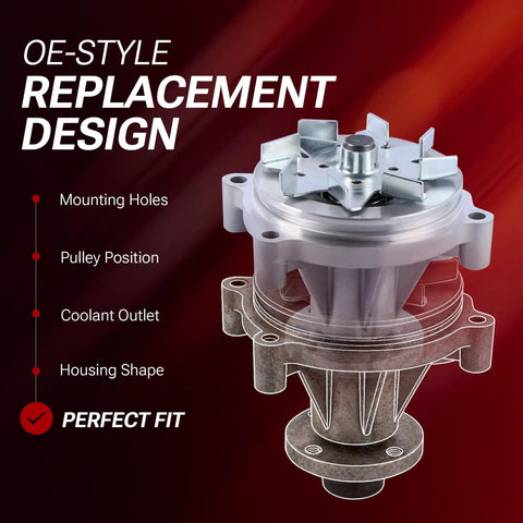 Badass Reliable Electric Engine Water Pump For BMW N52 Engines Replaces 11517586925 shown with OE-style replacement design.