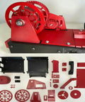 Desktop 3D Printer Filament Maker That Recycles PET Bottles Into Smooth Cord, Featuring intricate mechanical components in red.