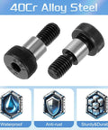 Six Pack Alloy Steel Shoulder Bolts 10mm Shoulder Diameter, 10mm Shoulder Length, M8 Thread, Hex Socket Drive, Grade 4.8, 6Pcs For Textile Machinery, Hydraulic Injection Molding And Industrial Use.
