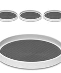 12 Inch Non Skid Turntable Lazy Susan Organizer 4 Pack For Cabinet Countertop Pantry Fridge Vanity And Under Sink Storage Spinning Rack For Spice Jars Cans And Grab And Go Essentials, set of four with diamond silicone surface