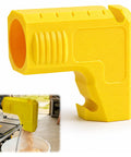 Universal Table Saw Dust Collector Adapter with 2.5 inch hose in yellow, side view, fits most table saws and miter saws