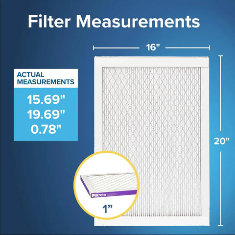 Image of 16X20X1 AC Furnace Air Filter With MERV 12 And MPR 1500, showing filter measurements and structure