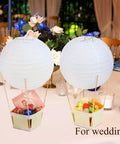 Easy DIY Hot Air Balloon Centerpieces Kit With White Paper Lanterns 24 Lanterns 24 Wooden Baskets And 100 Sticks For Baby Shower Summer Birthday Party Or Graduation Decor Ready To Assemble for wedding centerpiece setup