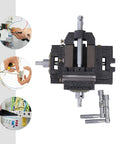 Heavy-Duty X-Y Compound Cross Slide Vise with Precision Scale, top view showing bi-directional control, clamp for drill press.