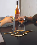 Low Profile Brushed Brass Cabinet Pulls With Dual Hole Centers 6.3 Inch And 7.6 Inch Zinc Alloy Handle on table