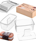 Three Piece Clear Musubi Maker Kit With Luncheon Meat Slicer Non Stick Onigiri Press Mold BPA Free Sushi Mold components