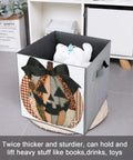 Kicker Quality Patchwork Fabric Storage Cube Built For Quick Room Upgrades With Heavy Duty Stitching And A Knockout Pumpkin Silhouette, featuring a filled gray bin.