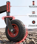 8 Inch Spring Loaded Gate Caster Wheel Heavy Duty Pipe Gate Roller Smooth As Butter Outdoor Slider showing coil spring and pneumatic tire.