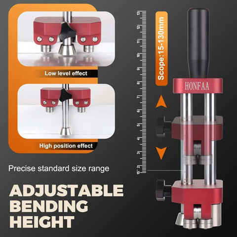 Edge Roller Bender For Sheet Metal Pro Grade Standing Seam Roofing Tool with adjustable height shown at two positions.