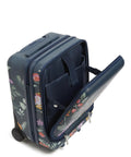 Underseat Carry On Rolling Luggage With USB Charging Port And Durable Hard Shell Protection Fresh Cut Floral Green Finish open view