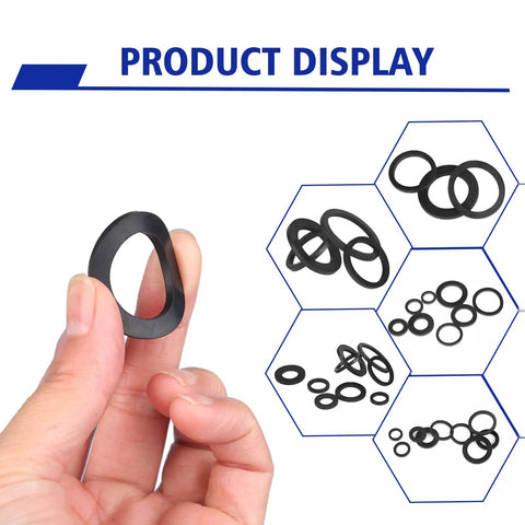 Hand holding rubber washer from Ultimate DIY Friendly Rubber Flat Washer Gasket Set For Plumbing Repairs 343 Piece NBR 70A Buna N Assortment In 8 Sizes
