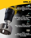 Drilax diamond hole saw, 2-3/4 in diameter with 1-1/8 in cut depth and 3/8 in shank, for tile, glass, granite & porcelain.