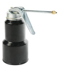 Badass Heavy Duty Metal Pump Oil Can With Comfort Grip Pistol Handle And Six Inch Spout, black steel with silver handle and spout.