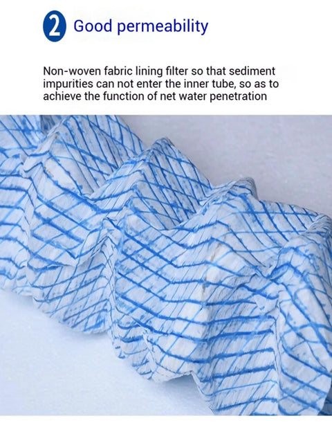 Flexible 4 Inch French Drain Pipe With 66 Ft Nonwoven Fabric Perforated Landscape Drainage System close-up showing nonwoven filter
