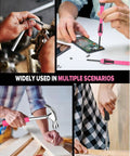 Pink 39-Piece Home Tool Set With Plastic Toolbox in use in various DIY and repair scenarios.