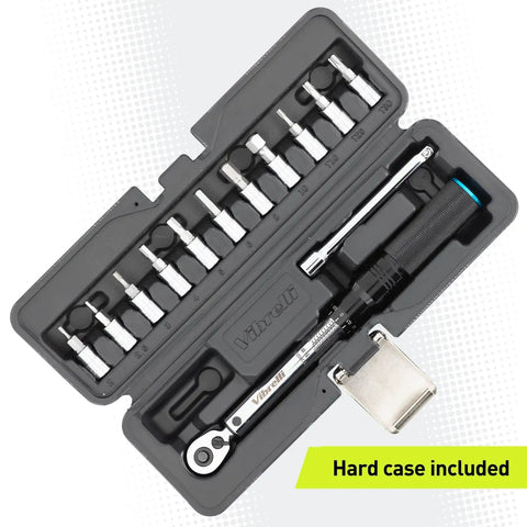 Dialed In Bike Torque Wrench Set For One Quarter Inch Drive With 2 To 20 Nm Range, 0.1 Nm Micro Adjust, hex/Torx, 100mm extension.