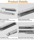 Product details for Heavy Duty Soft Close Undermount Drawer Slides With Full Extension Pull Out Shelf Glides showing installation features.