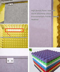 Close-up of thick acoustic foam panels in various colors for Heavy Duty Foldable Soundproof Booth With Thick Acoustic Foam Panels For Vocal And Microphone Recording Desktop Studio Sound Dampening Pod In Blue That Brings Straight Fire To Your Sessions.