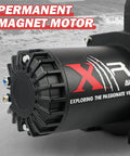Close-up of permanent magnet motor on Beefy 13000Lb Synthetic Rope Electric Winch for 4x4 Off Road Trucks and SUVs waterproof with wireless remote.