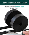 Premium Sew On Hook And Loop Strips 3/4 Inch Wide By 5 Yards Long Black Nylon Fastener Tape soft non-adhesive rolls for crafting.