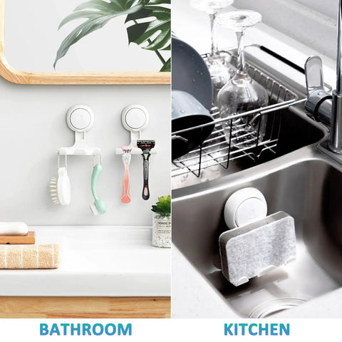 Two Pack Suction Cup Razor Holder For Shower And Bathroom Organizer No Drill Easy Install Strong Suction Wall Hooks For Razor Towel Loofah Shaver Soap White