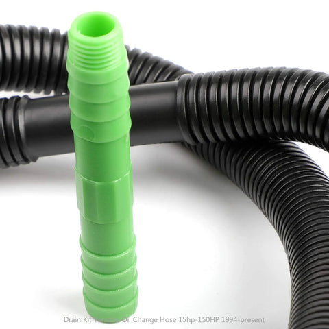 Oil Change Hose Drain Kit For Yamaha Outboard 4-Stroke 15HP To 150HP 1994 And Later, green fitting and black hose detail