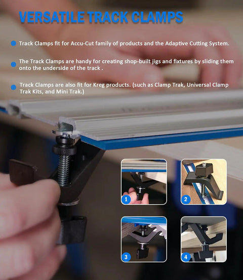 Universal Track Clamps For Accu Cut And Adaptive Cutting Systems Ideal For Building Shop Made Jigs Or Fixtures On Kreg Trak