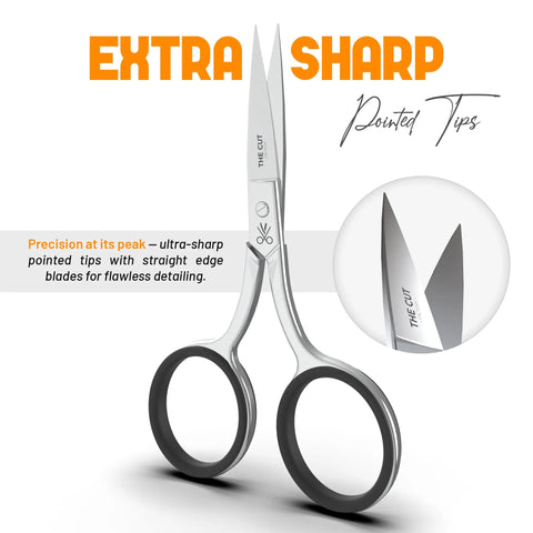 Pro Grade Precision Facial Hair Scissor For Eyebrows, Mustache And Beard, Premium Stainless Steel Grooming Tool close-up