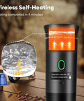 Portable Espresso Machine Featuring Self Heating System And 20 Bar Pressure Extraction For Road Trips Camping And Travel Adventures shows heating process.