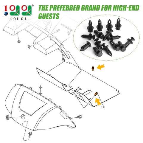 Illustrated installation guide with Gotta Have Golf Cart Floor Mat Push Rivets For Yamaha Models 2007 And Up OEM 90269-09003