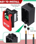 Kickass On Off Switch For Table Saw And Woodworking Gear Dual Voltage 120V 230V showing red paddle switch with power connections.