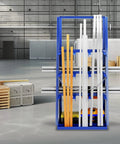Heavy Duty Vertical Bar Rack For Lumber And Steel Rods Garage Storage Solution With 3000 Lb Weight Limit holding wooden and metal rods.