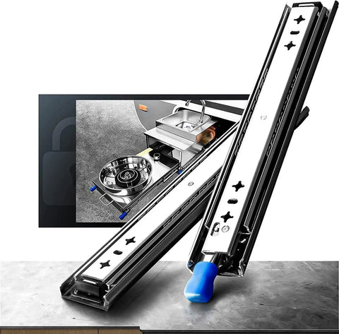 Full Extension Side Mount Drawer Slides For 52 To 60 Inch Drawers, Heavy Duty Rails, Quiet Smooth Glide, Solid Cold Rolled Steel