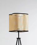 Mid Century Bohemian Tripod Floor Lamp With PVC Rattan Shade And Velvet Rim For Living Room Bedroom Dining Kitchen Beige Dope Vibe Great For Reading Nooks And Cozy Living Spaces