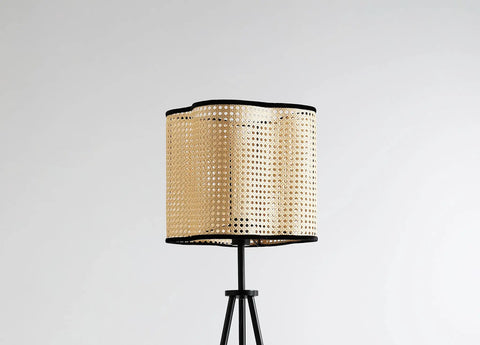 Mid Century Bohemian Tripod Floor Lamp With PVC Rattan Shade And Velvet Rim For Living Room Bedroom Dining Kitchen Beige Dope Vibe Great For Reading Nooks And Cozy Living Spaces