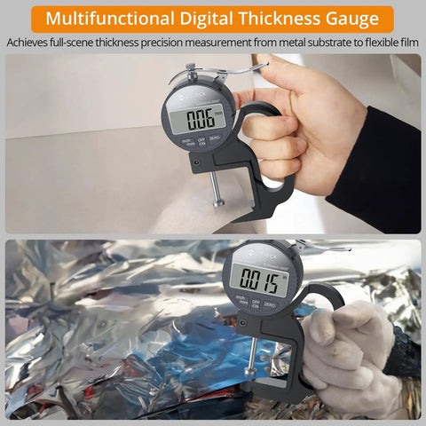 Digital Thickness Gauge With 1 Inch Range, 0.0005 Inch Resolution, 0.01 mm Accuracy, Ultra Fast Response For Wood Metal Plastic, Bang-On Readings For Pros And DIY Makers, No Guesswork. measuring thin sheet material