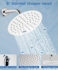 2 Function Wall Mounted Shower Faucet Set With High Pressure 8 Inch Round Rain Shower Head Chrome Finish in use