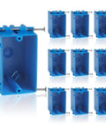 10 Pack Single Gang New Work Electrical Boxes Blue PVC 18 Cu In 1 Gang Switch Outlet Box For Residential And Commercial Jobs