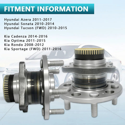 Rear hub assembly kit for Hyundai Azera Sonata Tucson and Kia models.