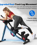 Heavy Duty Adjustable Ab Machine And Upgraded Split Track Core Trainer For Savage Home Workouts Sculpt Your Midsection Build Legit Six Pack Gains Without Breaking A Sweat, showing dual-track leg movement for core training.