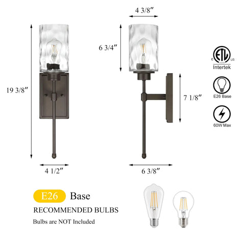 Dark Bronze 1 Light Wall Sconce With Clear Glass Shade Hardwired Bathroom Vanity Light For Bedroom And Living Room Sleek Classic Transitional Style Easy Install
