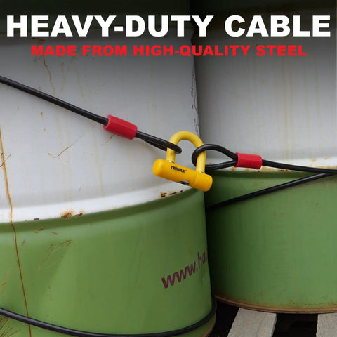 Heavy Duty Dual Loop Security Cable 30 Feet Long 10mm Thick Commercial Grade Locking Cable securing barrels