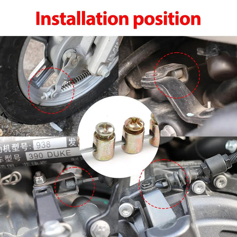 Installation of twenty pack universal throttle cable ends with screws for motorcycles, scooters, dirt bikes, and bicycles.