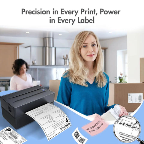 Bluetooth Thermal Shipping Label Printer For Small Biz - 4x6 Wireless Label Maker That Prints 1.57 To 4.3 Inch Labels in home setting