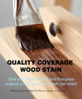 Applying Top Shelf Gel Wood Stain For Furniture And Outdoor Projects Fast Drying Natural Matte Finish on wooden surface.