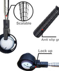 Close-up of Compact Golf Ball Retriever 9 Foot Telescoping Stainless Steel Pole With Carry Bag Rust Resistant Lightweight Durable Easy To Use Pick Up Tool For Water Hazards And Tee Boxes showing grip and lock mechanism details.