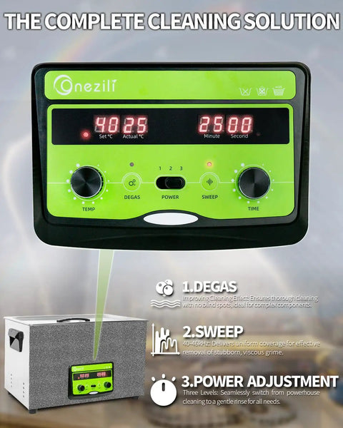 Industrial Ultrasonic Cleaner 30L 600W With Adjustable Power, Sweep And Degas control panel display