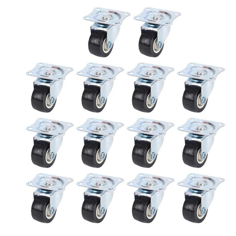 Chiyyak 14 Pieces Furniture Casters, 360 Degree Rotation, 1 Inch Swivel Caster Wheel for Table Cabinet Workbench - black wheels with metal bases