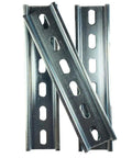 3 Piece DIN Rail Slotted Steel Zinc Plated RoHS Compliant Mounting Rail 6 Inch Length 35mm Wide 7.5mm High Silver Finish Center Slot Design