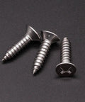 Heavy Duty Fifty Pack 12 X Half Inch Flat Head Phillips Self Tapping Screws Stainless Steel 304 on dark background